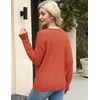 Zeagoo Womens Sweaters Fall Trendy Casual Long Sleeve Shirt Lightweight V Neck Off Shoulder Crochet Pullover Top Outfit(B-orange)