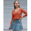 Zeagoo Womens Sweaters Fall Trendy Casual Long Sleeve Shirt Lightweight V Neck Off Shoulder Crochet Pullover Top Outfit(B-orange)