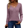 Zeagoo Womens Sweaters Fall Trendy Casual Long Sleeve Shirt Lightweight V Neck Off Shoulder Crochet Pullover Top Outfit(B-purple)