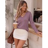 Zeagoo Womens Sweaters Fall Trendy Casual Long Sleeve Shirt Lightweight V Neck Off Shoulder Crochet Pullover Top Outfit(B-purple)