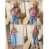 Zeagoo Womens Sweaters Fall Trendy Casual Long Sleeve Shirt Lightweight V Neck Off Shoulder Crochet Pullover Top Outfit(B-purple)
