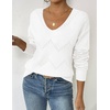 Zeagoo Womens Sweaters Fall Trendy Casual Long Sleeve Shirt Lightweight V Neck Off Shoulder Crochet Pullover Top Outfit(B-white)