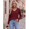 Zeagoo Womens Sweaters Fall Trendy Casual Long Sleeve Shirt Lightweight V Neck Off Shoulder Crochet Pullover Top Outfit(B-wine Red)