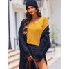 Zeagoo Womens Sweaters Fall Trendy Casual Long Sleeve Shirt Lightweight V Neck Off Shoulder Crochet Pullover Top Outfit(B-yellow)