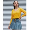Zeagoo Womens Sweaters Fall Trendy Casual Long Sleeve Shirt Lightweight V Neck Off Shoulder Crochet Pullover Top Outfit(B-yellow)