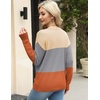 Zeagoo Womens Sweaters Fall Trendy Casual Long Sleeve Shirt Lightweight V Neck Off Shoulder Crochet Pullover Top Outfit(C-colorblock Apricot)