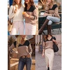 Zeagoo Womens Sweaters Fall Trendy Casual Long Sleeve Shirt Lightweight V Neck Off Shoulder Crochet Pullover Top Outfit(E-black Apricot)