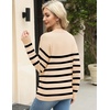 Zeagoo Womens Sweaters Fall Trendy Casual Long Sleeve Shirt Lightweight V Neck Off Shoulder Crochet Pullover Top Outfit(F-apricot Sriped)