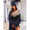 Zeagoo Womens Sweaters Fall Trendy Casual Long Sleeve Shirt Lightweight V Neck Off Shoulder Crochet Pullover Top Outfit(F-black White Apricot)
