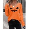 Zeagoo Womens Sweaters Fall Trendy Casual Long Sleeve Shirt Lightweight V Neck Off Shoulder Crochet Pullover Top Outfit(F-halloween)
