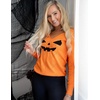 Zeagoo Womens Sweaters Fall Trendy Casual Long Sleeve Shirt Lightweight V Neck Off Shoulder Crochet Pullover Top Outfit(F-halloween)