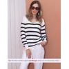 Zeagoo Womens Sweaters Fall Trendy Casual Long Sleeve Shirt Lightweight V Neck Off Shoulder Crochet Pullover Top Outfit(White Stripe)