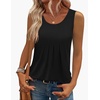 Zeagoo Womens Tank Tops Sleeveless Pleated Crew Neck Summer Tunic Tops Dressy Loose Fit Business Casual Blouses 2026(Black)