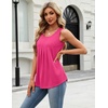 Zeagoo Womens Tank Tops Sleeveless Pleated Crew Neck Summer Tunic Tops Dressy Loose Fit Business Casual Blouses 2026(Rose Red)