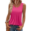 Zeagoo Womens Tank Tops Sleeveless Pleated Crew Neck Summer Tunic Tops Dressy Loose Fit Business Casual Blouses 2026(Rose Red)