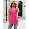 Zeagoo Womens Tank Tops Sleeveless Pleated Crew Neck Summer Tunic Tops Dressy Loose Fit Business Casual Blouses 2026(Rose Red)