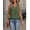 Zeagoo Womens Tank Tops Summer Sleeveless Tops V Neck Pleated Shirts(Army Green)