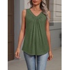 Zeagoo Womens Tank Tops Summer Sleeveless Tops V Neck Pleated Shirts(Army Green)