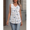 Zeagoo Womens Tank Tops Summer Sleeveless Tops V Neck Pleated Shirts(Bf290-flower White)