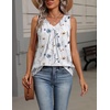 Zeagoo Womens Tank Tops Summer Sleeveless Tops V Neck Pleated Shirts(Bf290-flower White)