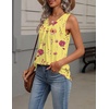 Zeagoo Womens Tank Tops Summer Sleeveless Tops V Neck Pleated Shirts(Bf351-yellow)