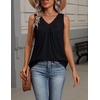 Zeagoo Womens Tank Tops Summer Sleeveless Tops V Neck Pleated Shirts(Black)