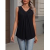 Zeagoo Womens Tank Tops Summer Sleeveless Tops V Neck Pleated Shirts(Black)