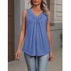 Zeagoo Womens Tank Tops Summer Sleeveless Tops V Neck Pleated Shirts(Blue)
