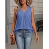 Zeagoo Womens Tank Tops Summer Sleeveless Tops V Neck Pleated Shirts(Blue)