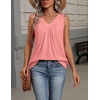 Zeagoo Womens Tank Tops Summer Sleeveless Tops V Neck Pleated Shirts(Coral)