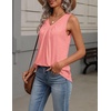 Zeagoo Womens Tank Tops Summer Sleeveless Tops V Neck Pleated Shirts(Coral)