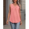 Zeagoo Womens Tank Tops Summer Sleeveless Tops V Neck Pleated Shirts(Coral)