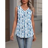 Zeagoo Womens Tank Tops Summer Sleeveless Tops V Neck Pleated Shirts(Cx329-blue Square)