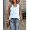 Zeagoo Womens Tank Tops Summer Sleeveless Tops V Neck Pleated Shirts(Cx329-blue Square)