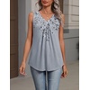 Zeagoo Womens Tank Tops Summer Sleeveless Tops V Neck Pleated Shirts(Dh62-flower Gray)