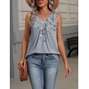 Zeagoo Womens Tank Tops Summer Sleeveless Tops V Neck Pleated Shirts(Dh62-flower Gray)