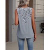Zeagoo Womens Tank Tops Summer Sleeveless Tops V Neck Pleated Shirts(Dh62-flower Gray)