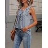 Zeagoo Womens Tank Tops Summer Sleeveless Tops V Neck Pleated Shirts(Dh62-flower Gray)