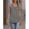 Zeagoo Womens Tank Tops Summer Sleeveless Tops V Neck Pleated Shirts(Grey)