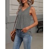 Zeagoo Womens Tank Tops Summer Sleeveless Tops V Neck Pleated Shirts(Grey)