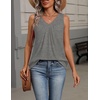 Zeagoo Womens Tank Tops Summer Sleeveless Tops V Neck Pleated Shirts(Grey)