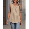 Zeagoo Womens Tank Tops Summer Sleeveless Tops V Neck Pleated Shirts(Khaki)