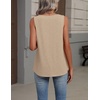 Zeagoo Womens Tank Tops Summer Sleeveless Tops V Neck Pleated Shirts(Khaki)