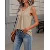 Zeagoo Womens Tank Tops Summer Sleeveless Tops V Neck Pleated Shirts(Khaki)