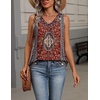 Zeagoo Womens Tank Tops Summer Sleeveless Tops V Neck Pleated Shirts(Mz870-red Print)