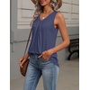 Zeagoo Womens Tank Tops Summer Sleeveless Tops V Neck Pleated Shirts(Navy Blue)