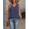 Zeagoo Womens Tank Tops Summer Sleeveless Tops V Neck Pleated Shirts(Navy Blue)