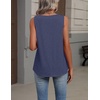 Zeagoo Womens Tank Tops Summer Sleeveless Tops V Neck Pleated Shirts(Navy Blue)