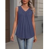 Zeagoo Womens Tank Tops Summer Sleeveless Tops V Neck Pleated Shirts(Navy Blue)