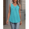Zeagoo Womens Tank Tops Summer Sleeveless Tops V Neck Pleated Shirts(Peacock Blue)